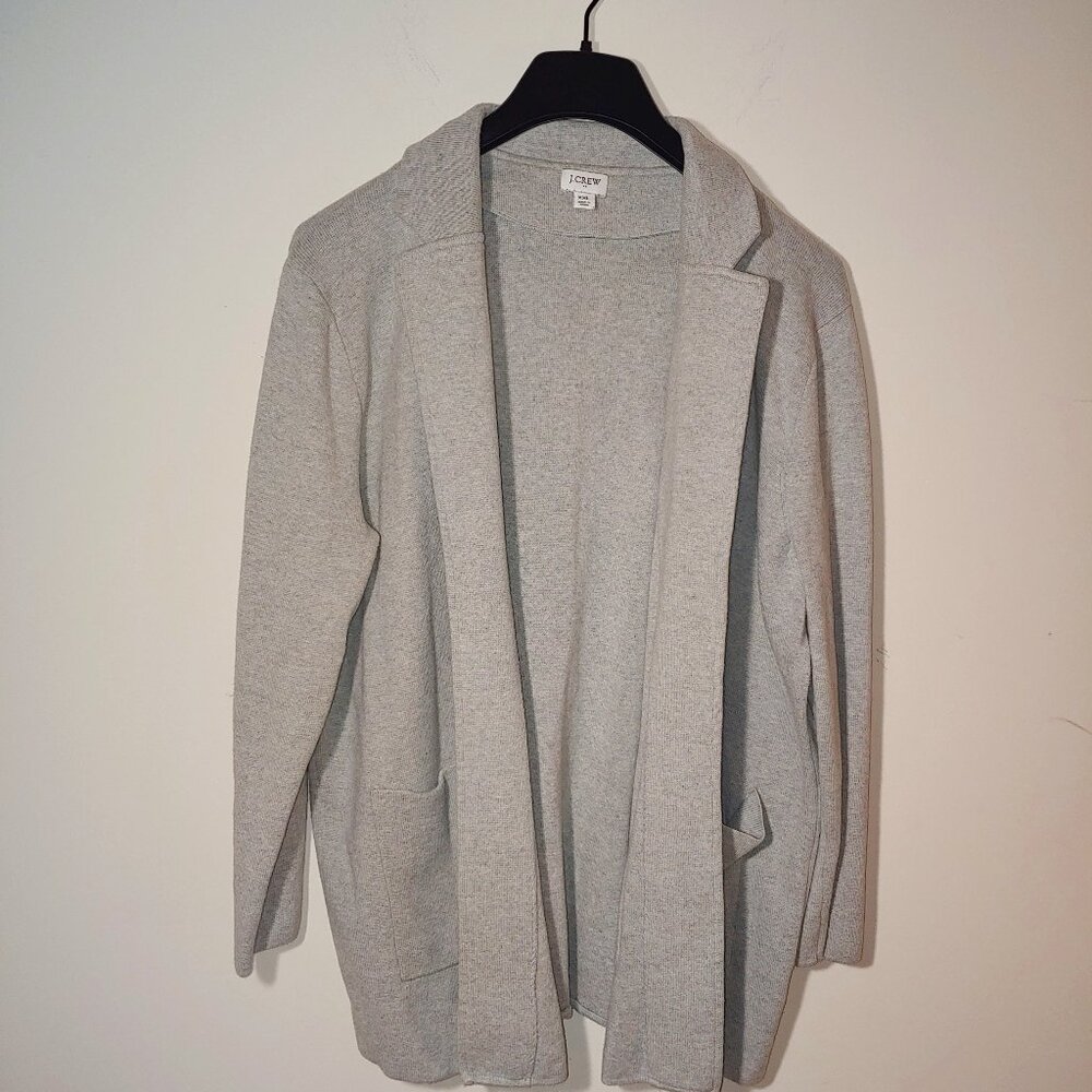 J.Crew Factory Notched Collar Long Sleeve Cotton Open Front Cardigan Sz XXL Grey